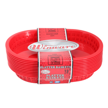 Cargar imagen en el visor de la galería, Winco Cesta Ovalada de Plástico para Comida 10.25" x 7.25" x 1.5" 12 pk