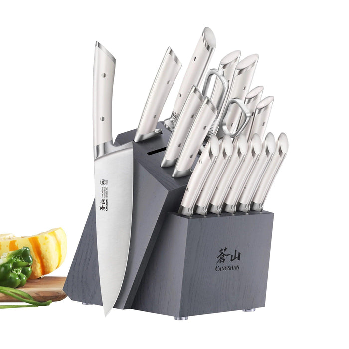 Cangshan Olympus Series 17-Piece Knife Block Set, White