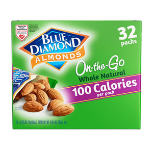 Blue Diamond Whole Natural Almond Snack Packs Almendras 32 ct