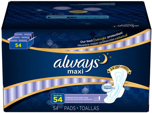 Always Maxi Overnight Toallas Sanitarias 54 ct - Paquetto