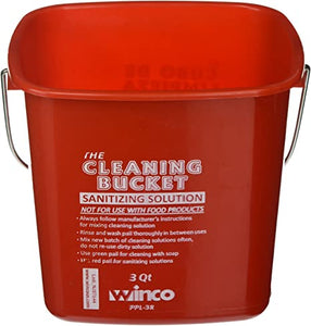 Winco PPL-3R Cubeta Roja para Limpieza 3 qt