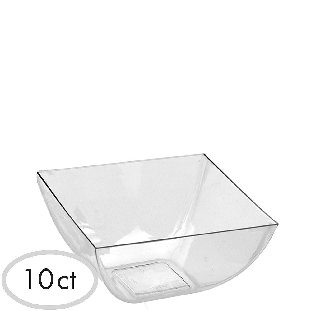 Mini Square Bowls Clear 8 oz 10 ct